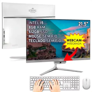 Computador Completo All In One Intel Core I5 8gb Ssd 512gb Tela 21,5'' Teclado e Mouse sem Fio Strong Tech